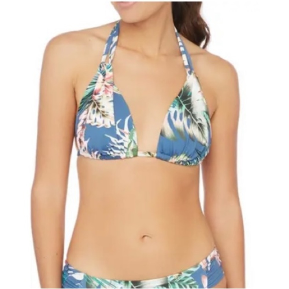La Blanca Blue Moon Tropical Rain Halter Bikini Top Size 4